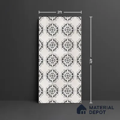 Moroccan Wall & Floor Tile TL 09960 4 ft x 2 ft Black Vitrified Matte Finish Tile - 9 mm | Ideal for Living Room,Bedroom,Bathroom,Kitchen