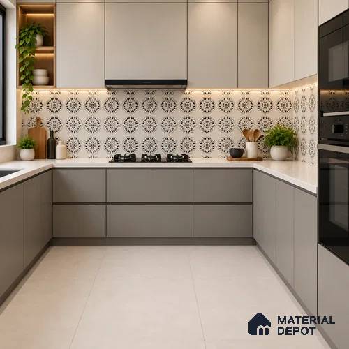 Moroccan Wall & Floor Tile TL 09960 4 ft x 2 ft Black Vitrified Matte Finish Tile - 9 mm | Ideal for Living Room,Bedroom,Bathroom,Kitchen
