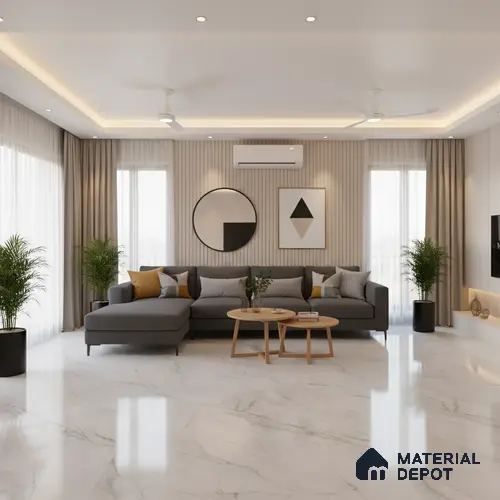 TL 09961 Fame white 6 ft x 4 ft Glossy Finish Endless PGVT Vitrified Tile - 15 mm (Random 4) | Adhesive and Spacers Must be Used During Installation