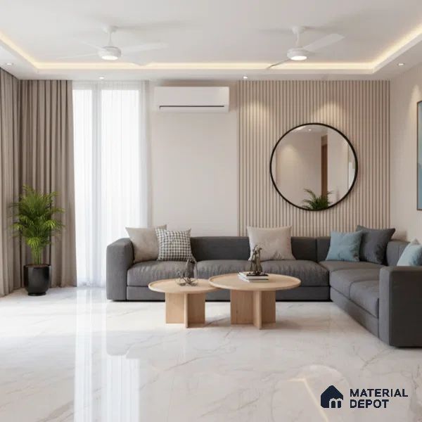 Endless Marble Floor & Wall Tile TL 09961 B Fame white 6 ft x 4 ft Glossy Finish Endless Vitrified Large Format Tile - 9 mm | 3 Random Design | Suitable For Living Room, Bedroom, Bathroom | Adhesive and Spacers Must be Used During Installation