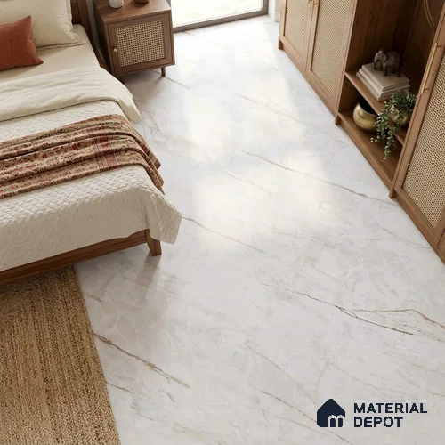 Endless Marble Floor & Wall Tile TL 09961 C Fame white 6 ft x 4 ft Matte Finish Vitrified Large Format Tile - 9 mm | 3 Random Design | Suitable For Living Room, Bedroom, Bathroom