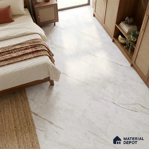Endless Marble Floor & Wall Tile TL 09961 C Fame white 6 ft x 4 ft Matte Finish Vitrified Large Format Tile - 9 mm | 3 Random Design | Suitable For Living Room, Bedroom, Bathroom
