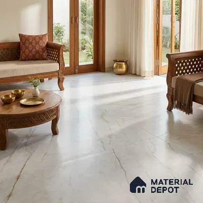 Endless Marble Floor & Wall Tile TL 09961 C Fame white 6 ft x 4 ft Matte Finish Vitrified Large Format Tile - 9 mm | 3 Random Design | Suitable For Living Room, Bedroom, Bathroom