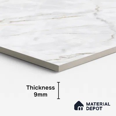 Marble Calacatta Wall & Floor Tile TL 09961 D Off-White 4 ft x 2 ft Matte Finish Vitrified Tile - 9 mm | Suitable For Living Room, Bedroom, Kitchen