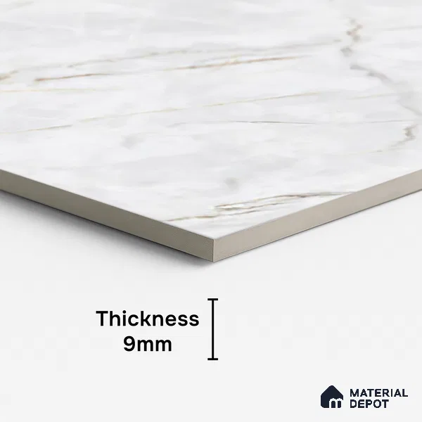 Marble Calacatta Wall & Floor Tile TL 09961 D Off-White 4 ft x 2 ft Matte Finish Vitrified Tile - 9 mm | Suitable For Living Room, Bedroom, Kitchen