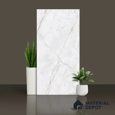Marble Calacatta Wall & Floor Tile TL 09961 D Off-White 4 ft x 2 ft Matte Finish Vitrified Tile - 9 mm | Suitable For Living Room, Bedroom, Kitchen