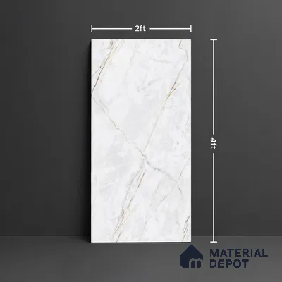 Marble Calacatta Wall & Floor Tile TL 09961 D Off-White 4 ft x 2 ft Matte Finish Vitrified Tile - 9 mm | Suitable For Living Room, Bedroom, Kitchen