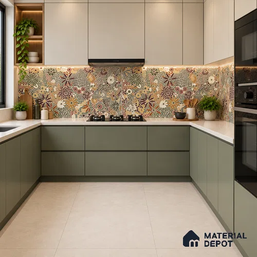 Moroccan Wall Tile TL 09971 B 4 ft x 2 ft Ivory Vitrified Matte Finish Tile - 9 mm | Ideal for Living Room,Bedroom,Bathroom,Kitchen