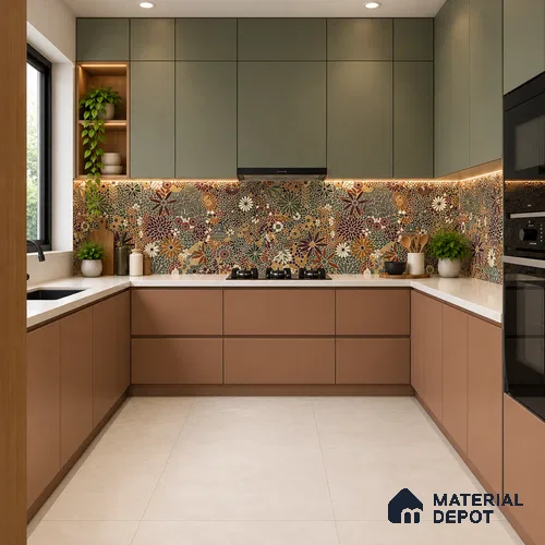 Moroccan Wall Tile TL 09971 4 ft x 2 ft Black Vitrified Matte Finish Tile - 9 mm | Ideal for Living Room,Bedroom,Bathroom,Kitchen