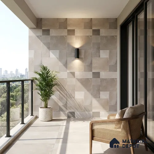 Stone Wall Tile TL 09973 B 4 ft x 2 ft Grey Vitrified Matte Finish Tile - 9 mm | Ideal for Living Room,Bedroom,Bathroom,Kitchen