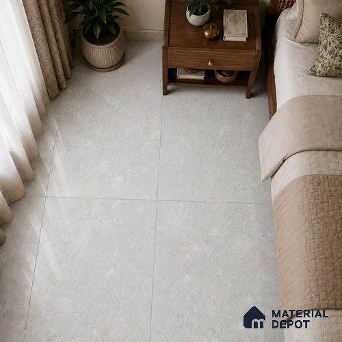 Stone Floor & Wall Tile TL 09976 B 4 ft x 2 ft Silver Vitrified Matte Finish Tile - 9 mm | Ideal for Living Room,Bedroom,Bathroom,Kitchen