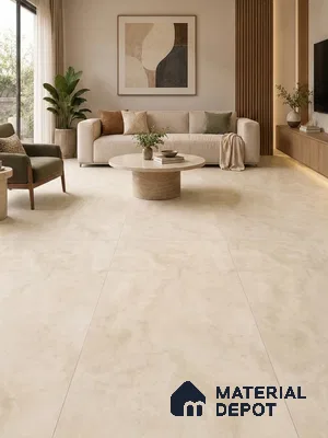 Stone Floor & Wall Tile TL 09976 4 ft x 2 ft Cream Vitrified Matte Finish Tile - 9 mm | Ideal for Living Room,Bedroom,Bathroom,Kitchen
