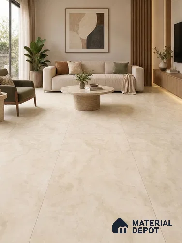 Stone Floor & Wall Tile TL 09976 4 ft x 2 ft Cream Vitrified Matte Finish Tile - 9 mm | Ideal for Living Room,Bedroom,Bathroom,Kitchen