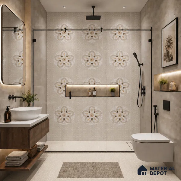 Mosaic Wall Tile TL 09977 4 ft x 2 ft Beige Vitrified Matte Finish Tile - 9 mm | Ideal for Living Room,Bedroom,Bathroom,Kitchen
