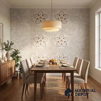 Mosaic Wall Tile TL 09977 4 ft x 2 ft Beige Vitrified Matte Finish Tile - 9 mm | Ideal for Living Room,Bedroom,Bathroom,Kitchen