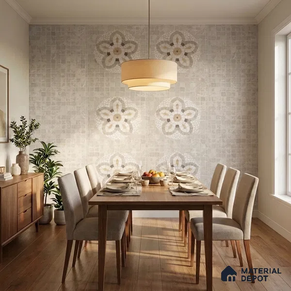 Mosaic Wall Tile TL 09977 4 ft x 2 ft Beige Vitrified Matte Finish Tile - 9 mm | Ideal for Living Room,Bedroom,Bathroom,Kitchen