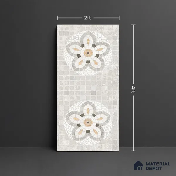 Mosaic Wall Tile TL 09978 B 4 ft x 2 ft Grey Vitrified Matte Finish Tile - 9 mm | Ideal for Living Room,Bedroom,Bathroom,Kitchen