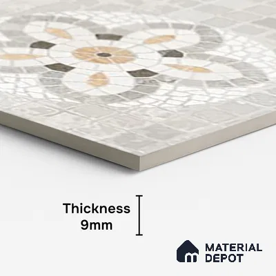 Mosaic Wall Tile TL 09978 B 4 ft x 2 ft Grey Vitrified Matte Finish Tile - 9 mm | Ideal for Living Room,Bedroom,Bathroom,Kitchen