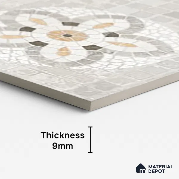 Mosaic Wall Tile TL 09978 B 4 ft x 2 ft Grey Vitrified Matte Finish Tile - 9 mm | Ideal for Living Room,Bedroom,Bathroom,Kitchen