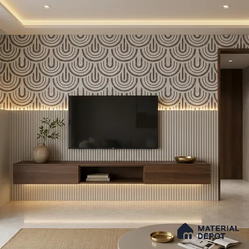 Patterned Wall Tile TL 09981 B 4 ft x 2 ft Grey Vitrified Matte Finish Tile - 9 mm | Ideal for Living Room,Bedroom,Bathroom,Kitchen
