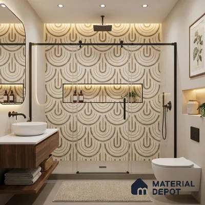 Patterned Wall Tile TL 09981 4 ft x 2 ft Beige Vitrified Matte Finish Tile - 9 mm | Ideal for Living Room,Bedroom,Bathroom,Kitchen