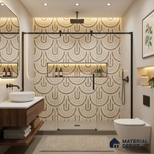 Patterned Wall Tile TL 09981 4 ft x 2 ft Beige Vitrified Matte Finish Tile - 9 mm | Ideal for Living Room,Bedroom,Bathroom,Kitchen