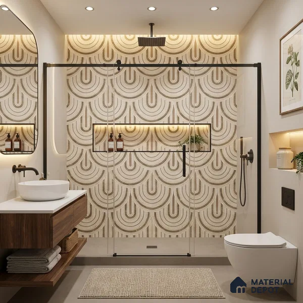Patterned Wall Tile TL 09981 4 ft x 2 ft Beige Vitrified Matte Finish Tile - 9 mm | Ideal for Living Room,Bedroom,Bathroom,Kitchen