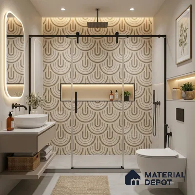 Patterned Wall Tile TL 09981 4 ft x 2 ft Beige Vitrified Matte Finish Tile - 9 mm | Ideal for Living Room,Bedroom,Bathroom,Kitchen