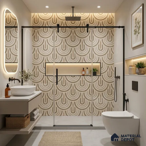 Patterned Wall Tile TL 09981 4 ft x 2 ft Beige Vitrified Matte Finish Tile - 9 mm | Ideal for Living Room,Bedroom,Bathroom,Kitchen