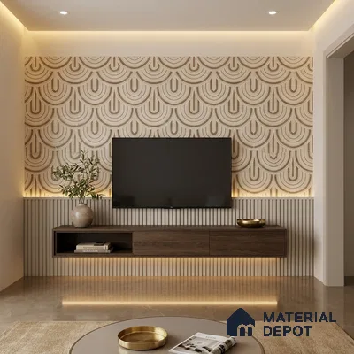 Patterned Wall Tile TL 09981 4 ft x 2 ft Beige Vitrified Matte Finish Tile - 9 mm | Ideal for Living Room,Bedroom,Bathroom,Kitchen