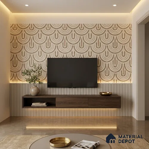 Patterned Wall Tile TL 09981 4 ft x 2 ft Beige Vitrified Matte Finish Tile - 9 mm | Ideal for Living Room,Bedroom,Bathroom,Kitchen