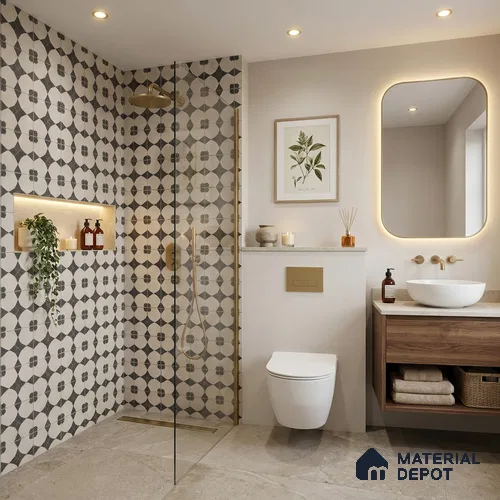Patterned Wall Tile TL 09982 4 ft x 2 ft Grey Vitrified Matte Finish Tile - 9 mm | Ideal for Living Room,Bedroom,Bathroom,Kitchen