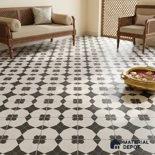 Patterned Wall Tile TL 09982 4 ft x 2 ft Grey Vitrified Matte Finish Tile - 9 mm | Ideal for Living Room,Bedroom,Bathroom,Kitchen