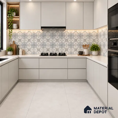 Patterned Wall Tile TL 09983 4 ft x 2 ft Blue Vitrified Matte Finish Tile - 9 mm | Ideal for Living Room,Bedroom,Bathroom,Kitchen