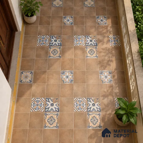 Patterned Wall Tile TL 09985 4 ft x 2 ft Brown Vitrified Matte Finish Tile - 9 mm | Ideal for Living Room,Bedroom,Bathroom,Kitchen
