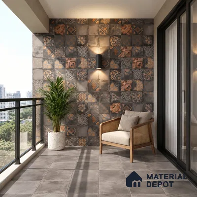 Patterned Wall Tile TL 09986 B 4 ft x 2 ft Multi Colour Vitrified Matte Finish Tile - 9 mm | Ideal for Living Room,Bedroom,Bathroom,Kitchen