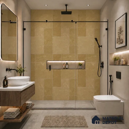Stone Wall & Floor Tile TL 09990 C 4 ft x 2 ft Brown Vitrified Matte Finish Tile - 9 mm | Ideal for Living Room, Bedroom, Bathroom, Kitchen