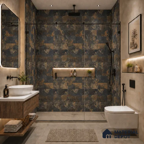 Stone Wall & Floor Tile TL 09993 4 ft x 2 ft Brown Vitrified Matte Finish Tile - 9 mm | Ideal for Living Room, Bedroom, Bathroom, Kitchen
