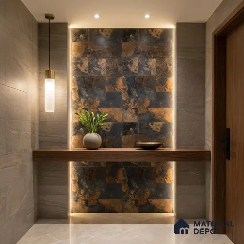 Stone Wall & Floor Tile TL 09993 4 ft x 2 ft Brown Vitrified Matte Finish Tile - 9 mm | Ideal for Living Room, Bedroom, Bathroom, Kitchen