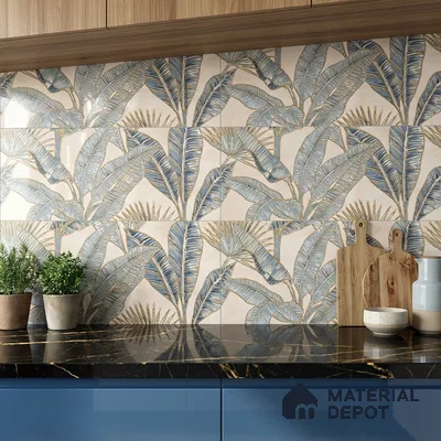 Floral Wall Tile TL 09994 E Fantasy Ivory Decor - 1A 2 ft x 1 ft Pink Ceramic Glue Matte Finish Decor A Tile - 9 mm | Ideal for Living Room, Bathroom, Kitchen | Please Expect a Slight Variation of Pattern