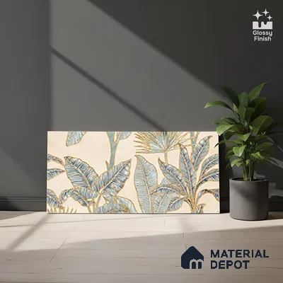 Floral Wall Tile TL 09994 F Fantasy Ivory Decor - 1B 2 ft x 1 ft Pink Ceramic Glue Matte Finish Decor B Tile - 9 mm | Ideal for Living Room, Bathroom, Kitchen | Please Expect a Slight Variation of Pattern