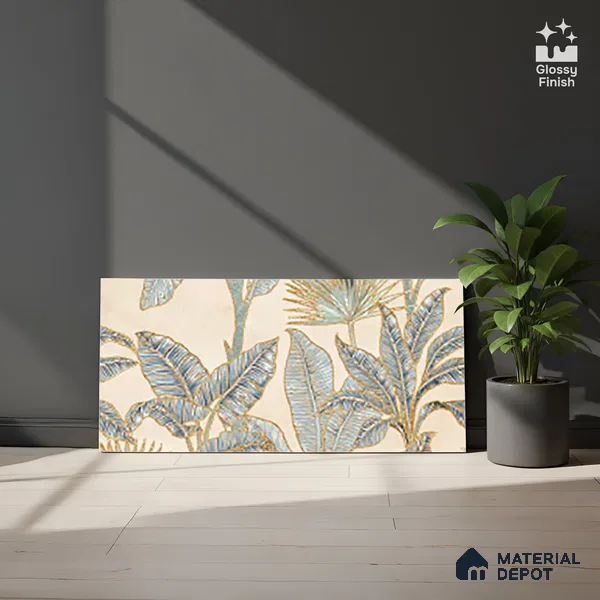 Floral Wall Tile TL 09994 F Fantasy Ivory Decor - 1B 2 ft x 1 ft Pink Ceramic Glue Matte Finish Decor B Tile - 9 mm | Ideal for Living Room, Bathroom, Kitchen | Please Expect a Slight Variation of Pattern