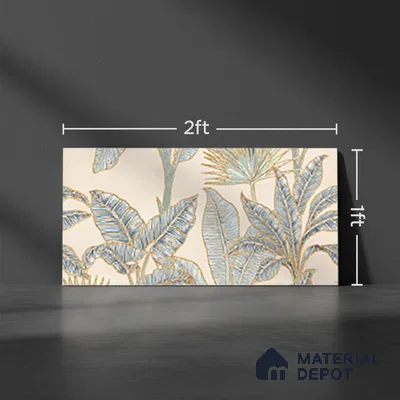 Floral Wall Tile TL 09994 F Fantasy Ivory Decor - 1B 2 ft x 1 ft Pink Ceramic Glue Matte Finish Decor B Tile - 9 mm | Ideal for Living Room, Bathroom, Kitchen | Please Expect a Slight Variation of Pattern