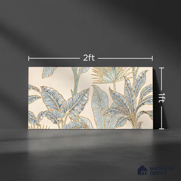 Floral Wall Tile TL 09994 F Fantasy Ivory Decor - 1B 2 ft x 1 ft Pink Ceramic Glue Matte Finish Decor B Tile - 9 mm | Ideal for Living Room, Bathroom, Kitchen | Please Expect a Slight Variation of Pattern