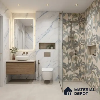 Floral Wall Tile TL 09994 F Fantasy Ivory Decor - 1B 2 ft x 1 ft Pink Ceramic Glue Matte Finish Decor B Tile - 9 mm | Ideal for Living Room, Bathroom, Kitchen | Please Expect a Slight Variation of Pattern