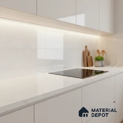 Stone Wall Tile TL 09997 Leaf Silvar 2 ft x 1 ft Silver Ceramic Glossy Finish Plain Tile - 9 mm | Ideal for Living Room, Bathroom, Kitchen