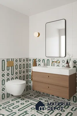 Moroccan Wall Tile TL 10012 | CRV-102 | 1 ft x 1 ft Matte Finish Ceramic Tile - 10 mm | Suitable for Bathroom, Kitchen, Balcony | Please Expect a Slight Variation of Pattern