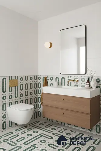 Wall Tile TL 10012 | CRV-102 | 1 ft x 1 ft  Finish Ceramic Tile - 10 mm | Suitable for Living Room, Bedroom, Bathroom & Kitchen | Please Expect a Slight Variation of Pattern