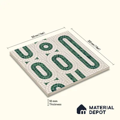 Moroccan Wall Tile TL 10012 | CRV-102 | 1 ft x 1 ft Matte Finish Ceramic Tile - 10 mm | Suitable for Bathroom, Kitchen, Balcony | Please Expect a Slight Variation of Pattern
