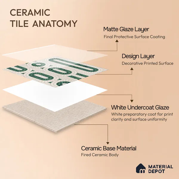 Moroccan Wall Tile TL 10012 | CRV-102 | 1 ft x 1 ft Matte Finish Ceramic Tile - 10 mm | Suitable for Bathroom, Kitchen, Balcony | Please Expect a Slight Variation of Pattern
